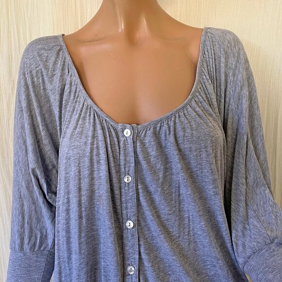 Splendid heather gray tunic deep scoop neck button down Small - Picture 4 of 9